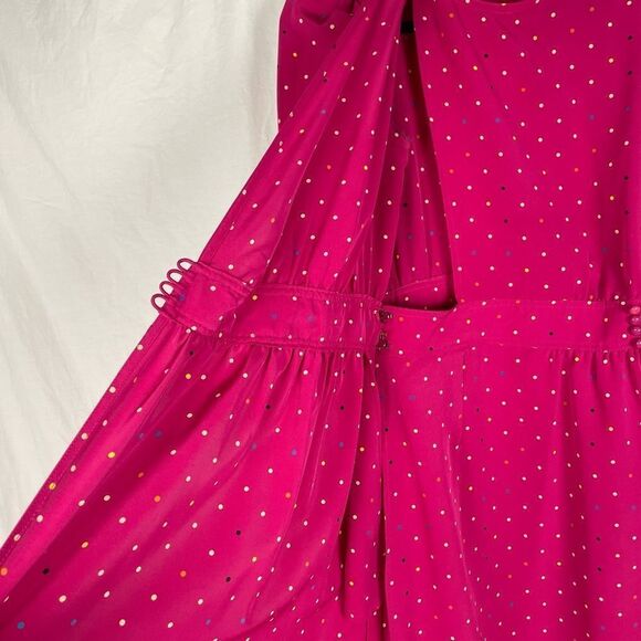 Albert Nipon Pink Vintage 80’s Polka Dot Midi Dress - Women’s 12 - Picture 5 of 7